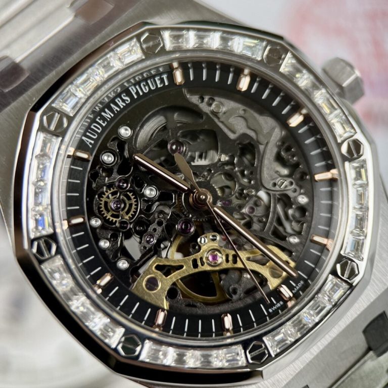 Audemars Piguet Royal Oak 15412BC Skeleton Moissanite Replica Watch 41mm