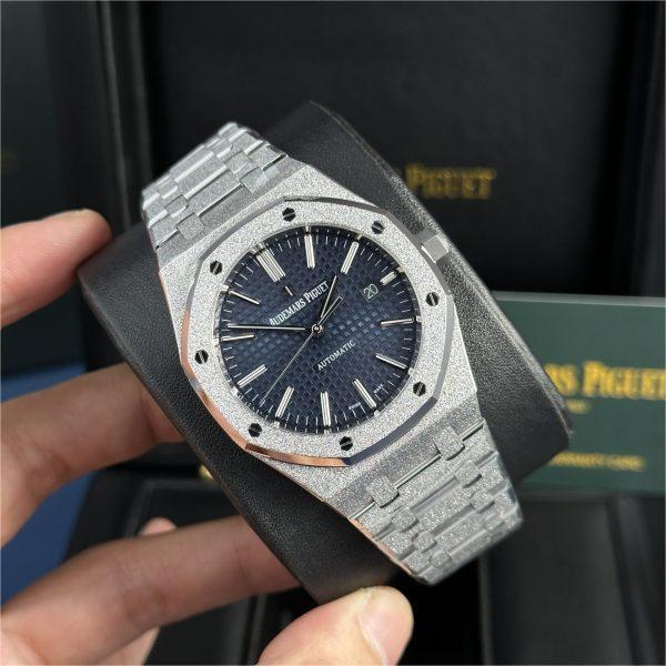 Audemars Piguet Royal Oak 15410 Frosted Gold Best Replica Watch Blue Dial APS Factory 41mm