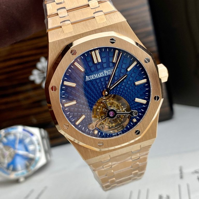 Audemars Piguet Replica Watch Royal Oak Tourbillon Rose Gold 26522OR Dial Blue 41mm