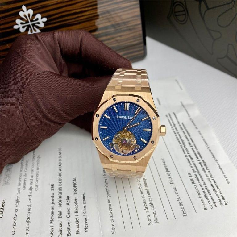 Audemars Piguet Replica Watch Royal Oak Tourbillon Rose Gold 26522OR Dial Blue 41mm