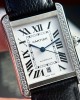 Cartier Tank Solo Extra Large White Dial Diamond Bezel Leather Strap Best Replica AF 31mm x 41mm