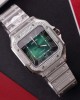 Cartier Santos Green Dial Large Model Custom Moissanite Bezel Best Clone BVF 39.8mm