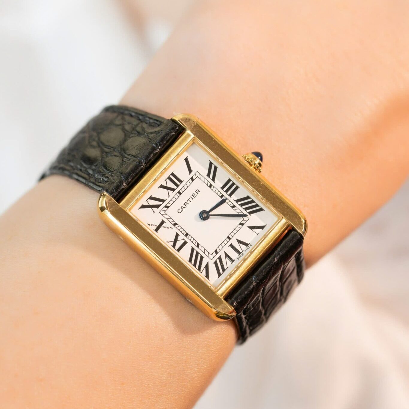 Cartier Tank Solo W5200002 Yellow Gold Ladies Small Model Leather Replica 31 x 24mm