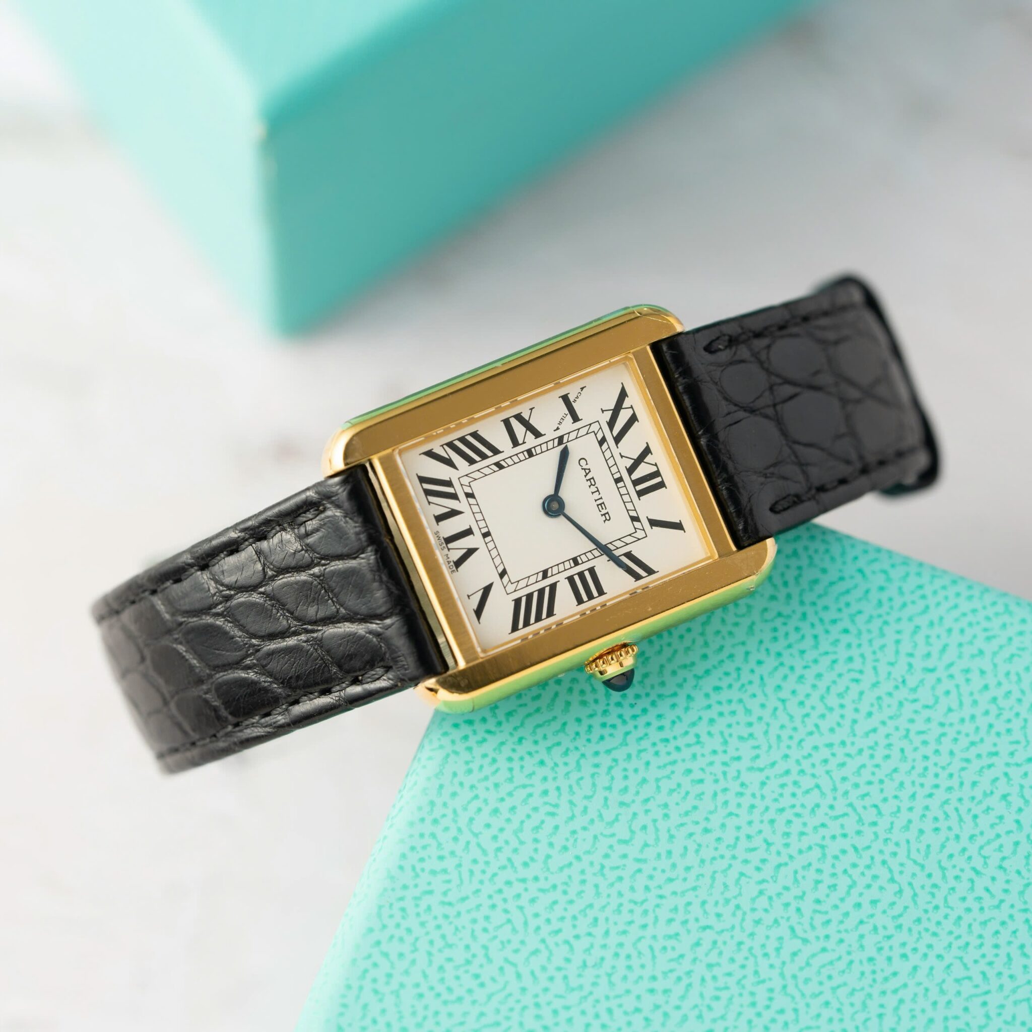 Cartier Tank Solo W5200002 Yellow Gold Ladies Small Model Leather Replica 31 x 24mm