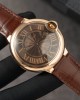 Cartier Ballon Bleu W6920037 Rose Gold Brown Dial Leather Strap Best Replica AF 42mm