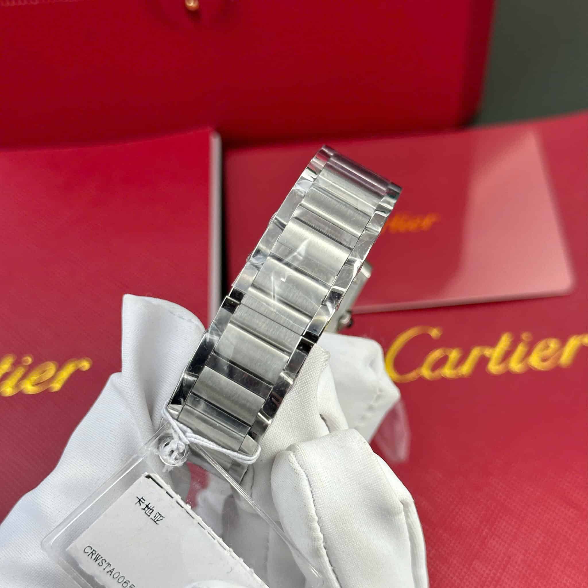 Cartier Tank Francaise W4TA0020 Small Model Silver Sunray Dial Diamond Bezel Replica 25.7 x 21.2mm