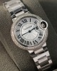 Cartier Ballon Bleu WE902065 White Dial Custom Natural Diamond Bezel Best Replica 33mm