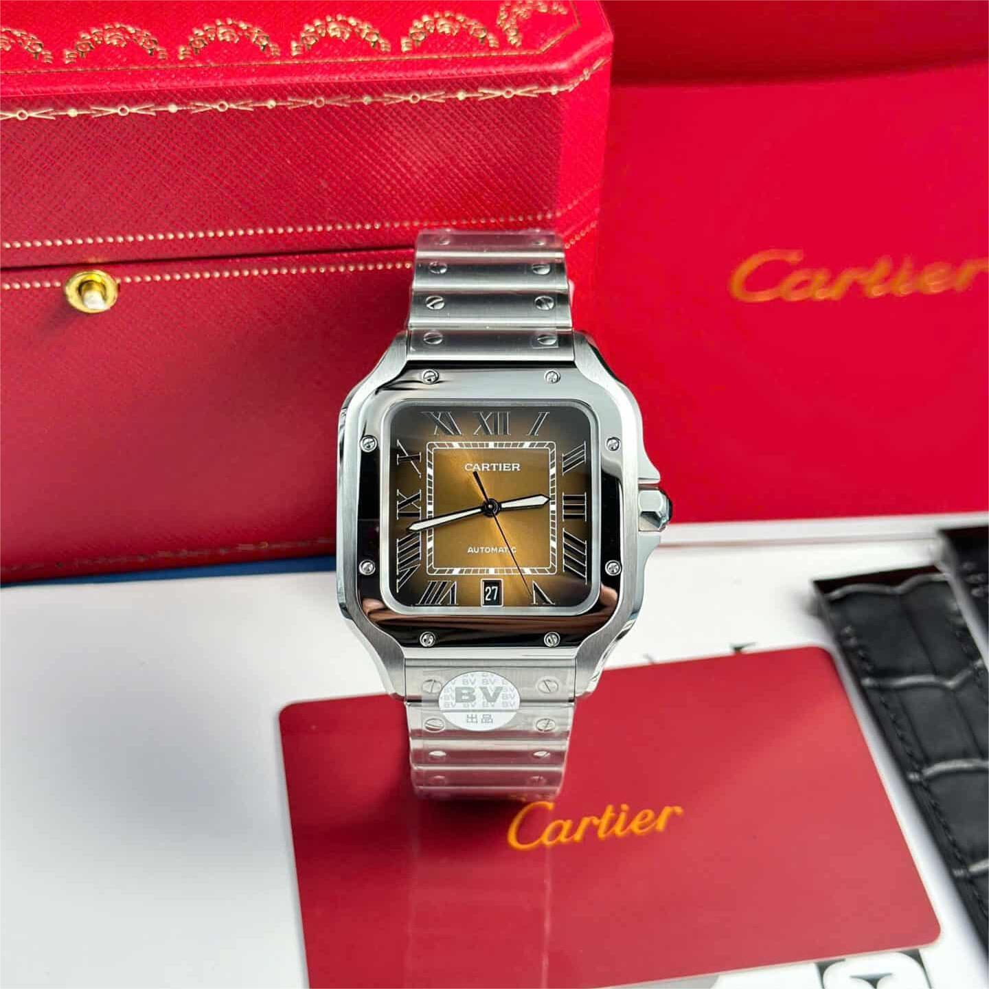 Cartier Santos WSSA0064 Brown Dial Large Model Best Replica BVF 39.8mm