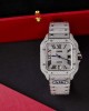 Cartier Santos Steel Large Model Iced Out Swarovski Stones Best Replica 39.8mm