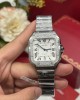 Cartier Santos Large Model White Dial Custom Moissanite Bezel Best Replica BVF 39.8mm