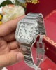 Cartier Santos Large Model White Dial Custom Moissanite Bezel Best Replica BVF 39.8mm