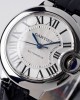 Cartier Ballon Bleu W6920085 White Dial Leather Quartz Movement Best Replica AF 33mm