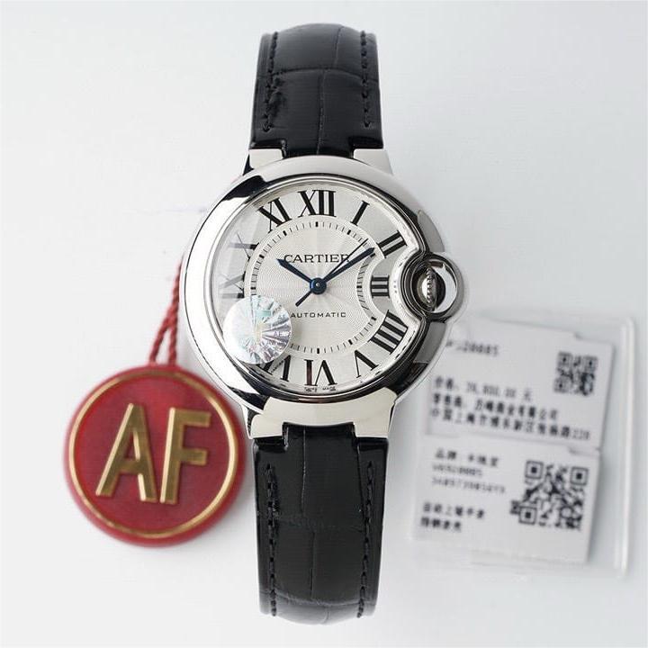 Cartier Ballon Bleu W6920085 White Dial Leather Quartz Movement Best Replica AF 33mm