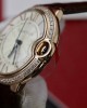 Cartier Ballon Bleu Rose Gold White Dial Diamond Bezel Leather Replica 42mm