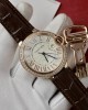 Cartier Ballon Bleu Rose Gold White Dial Diamond Bezel Leather Replica 42mm