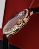 Cartier Ballon Bleu Rose Gold Grey Dial Diamond Bezel Leather Replica 42mm