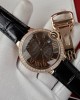 Cartier Ballon Bleu Rose Gold Grey Dial Diamond Bezel Leather Replica 42mm