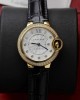 Cartier Ballon Bleu Yellow Gold Diamond Bezel Leather Replica 39mm