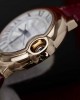 Cartier Ballon Bleu Rose Gold White Dial Pink Leather Replica 39mm