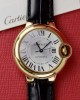 Cartier Ballon Bleu Yellow Gold White Dial Leather Replica 39mm