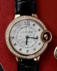 Cartier Ballon Bleu Rose Gold White Diamond Dial Diamond Bezel Leather Replica 39mm