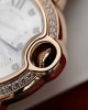 Cartier Ballon Bleu Rose Gold White Diamond Dial Diamond Bezel Leather Replica 39mm