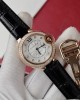 Cartier Ballon Bleu Rose Gold White Diamond Dial Diamond Bezel Leather Replica 39mm