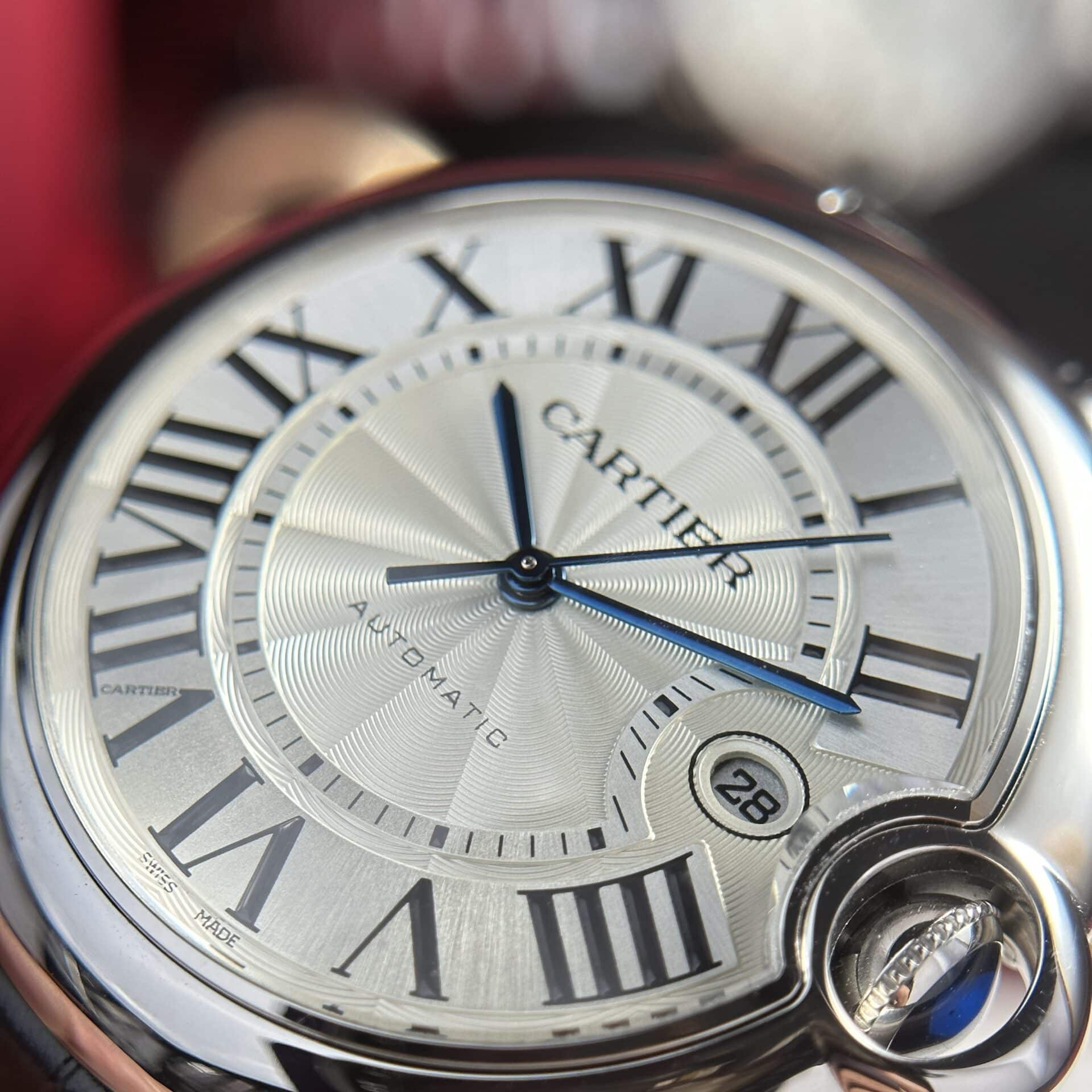 Cartier Ballon Bleu WSBB0026 White Dial Leather Men Watch Best Replica AF 42mm