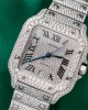 Cartier Santos Iced Out VVS1 Clarity Moissanite Large Model Best Replica 39.8mm