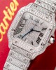 Cartier Santos Iced Out VVS1 Clarity Moissanite Large Model Best Replica 39.8mm