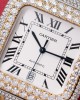 Cartier Santos White Dial Two Tone Large Model Iced Out Moissanite 39.8mm