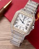 Cartier Santos White Dial Two Tone Large Model Iced Out Moissanite 39.8mm