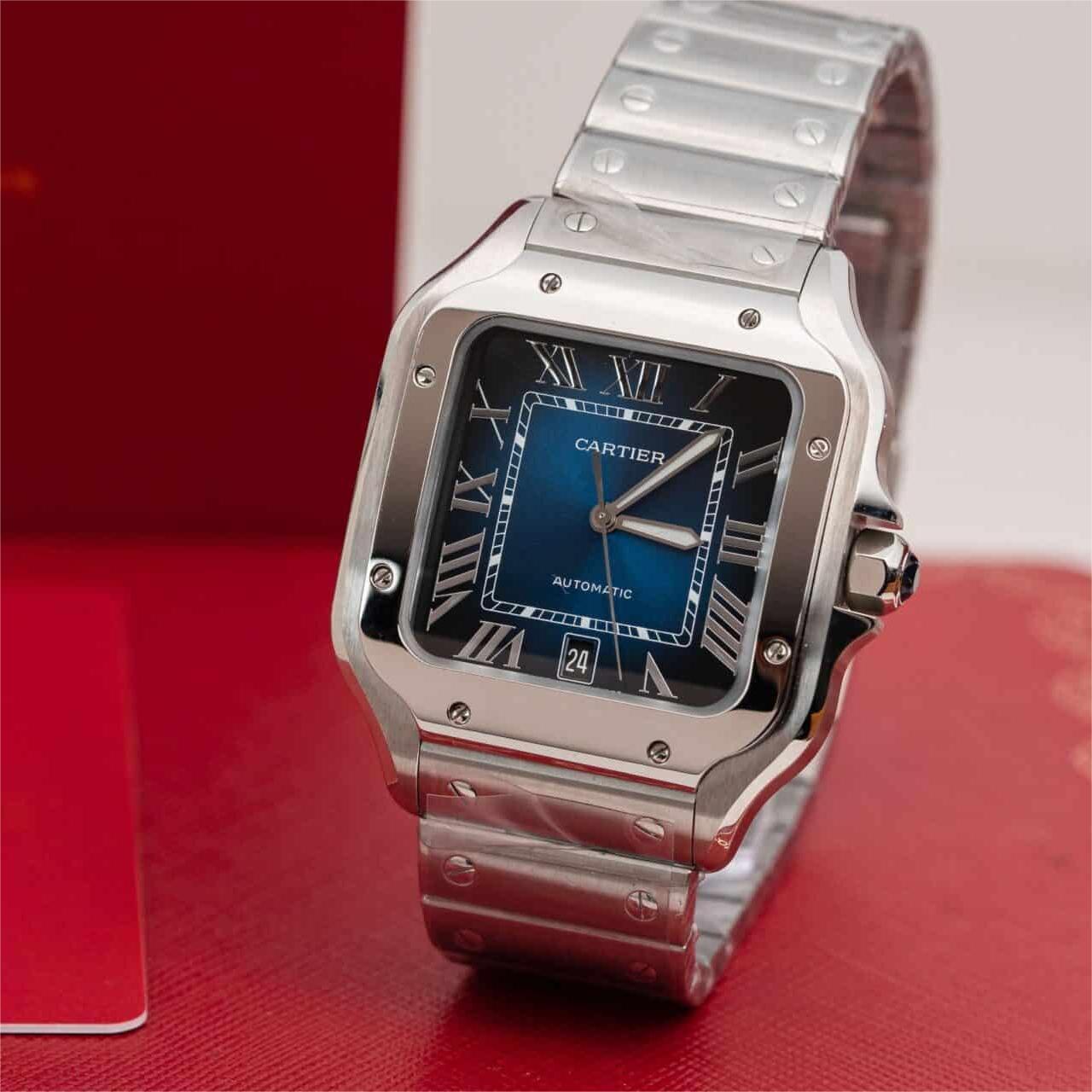 Cartier Santos Blue Dial Large Model Best Replica BVF 39.8mm