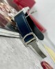 Cartier Santos Large Model Blue Dial Custom Moissanite Case Leather Strap 39.8mm