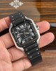 Cartier Santos WSSA0039 Black Dial Rubber Strap Large Model Best Replica BVF 39.8mm