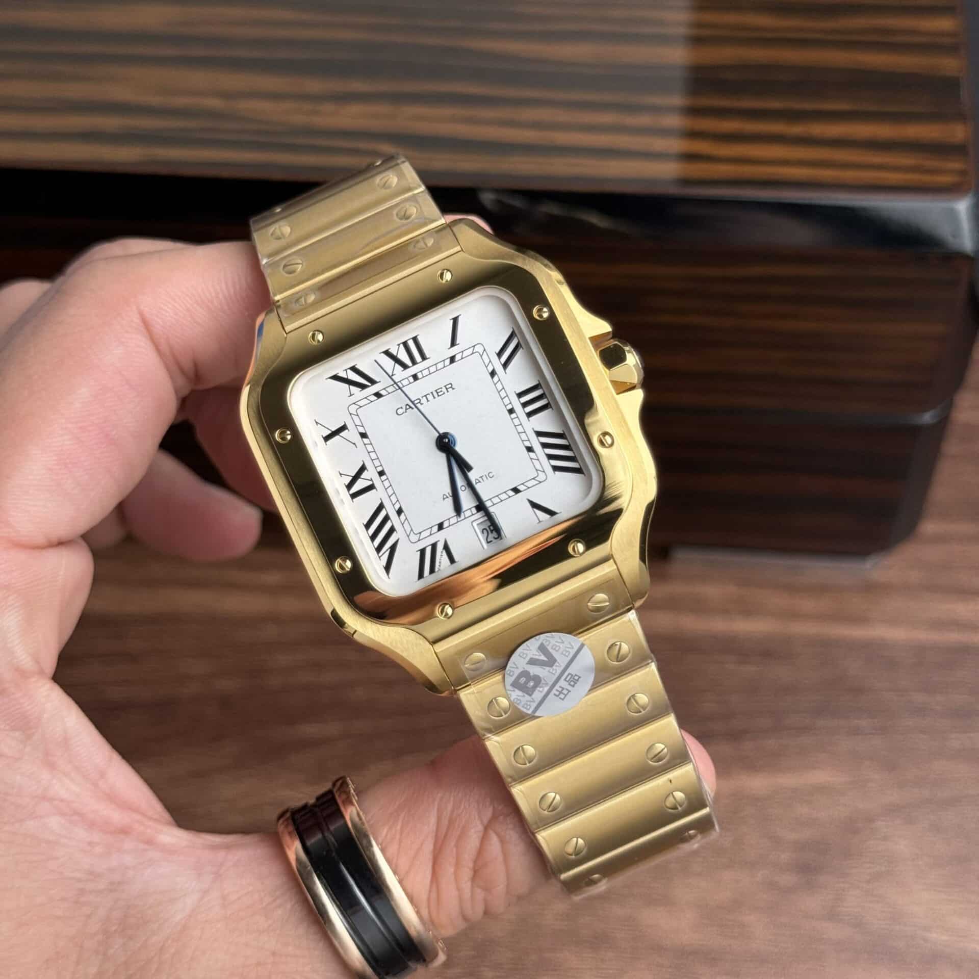 Cartier Santos WGSA0029 Yellow Gold White Dial Large Model Best Replica BVF 39.8mm