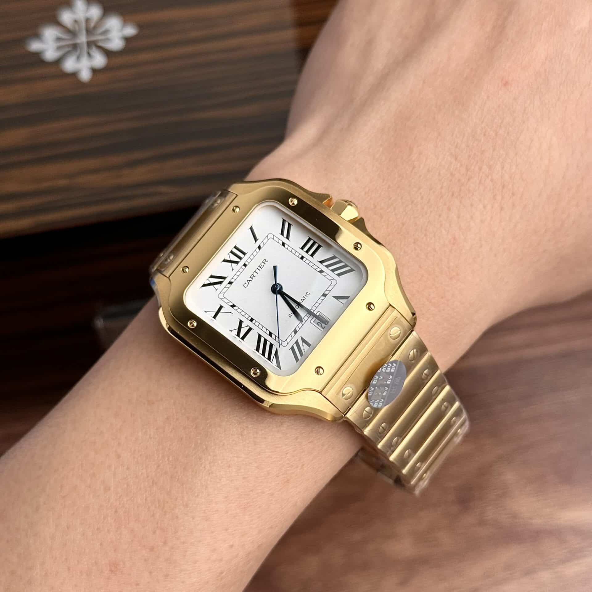 Cartier Santos WGSA0029 Yellow Gold White Dial Large Model Best Replica BVF 39.8mm