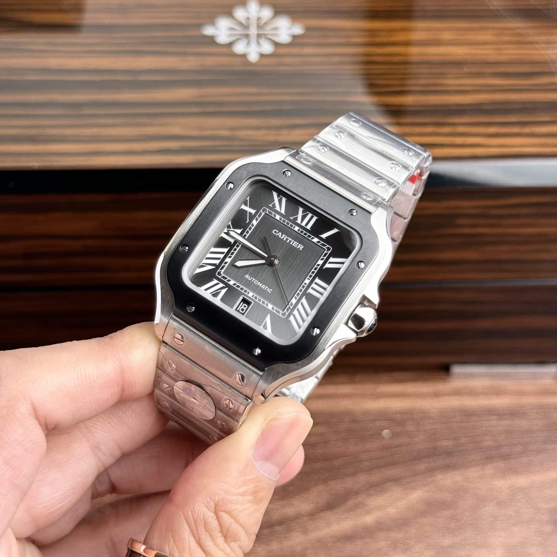 Cartier Santos WSSA0037 Grey Dial Large Model Best Replica BVF 39.8mm