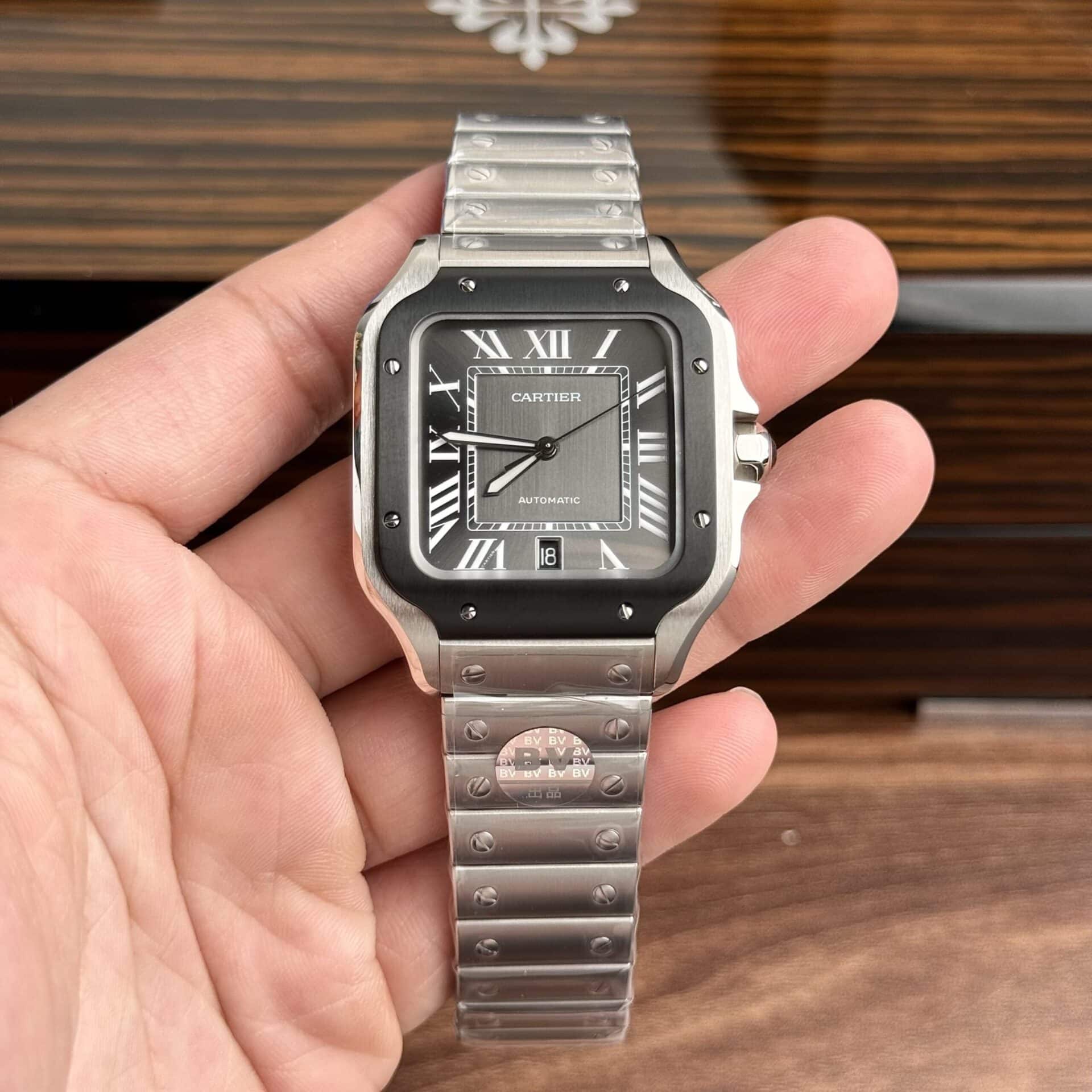 Cartier Santos WSSA0037 Grey Dial Large Model Best Replica BVF 39.8mm