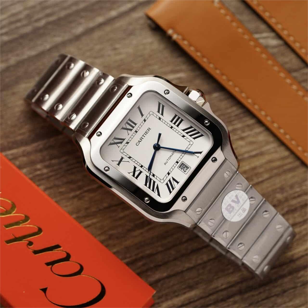 Cartier Santos Large Model White Dial Best Replica BVF 39.8mm