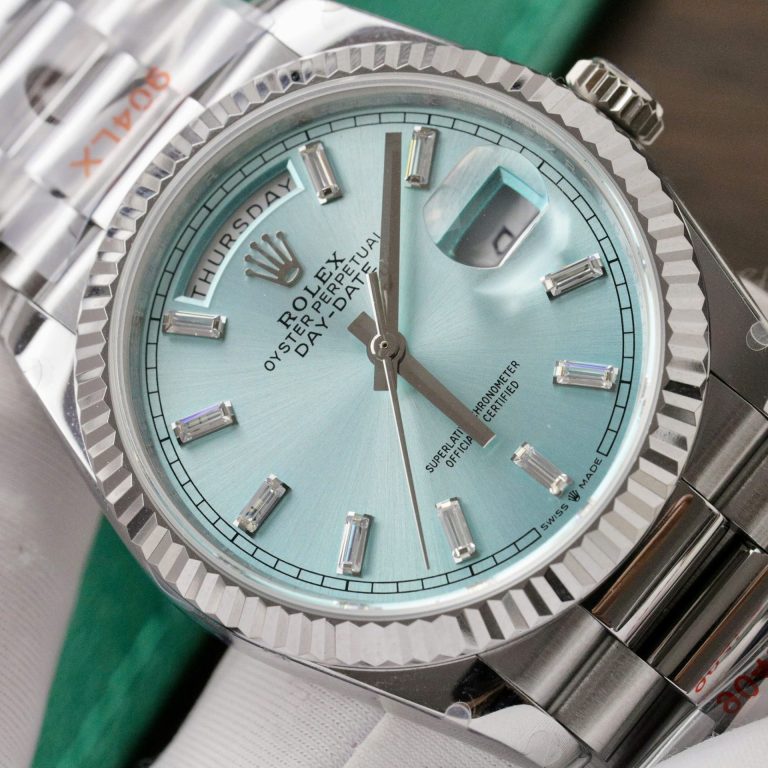 Rolex Day-Date 128236 Dial Ice Blue Replica Watch Weight 158gram QF Factory 36mm