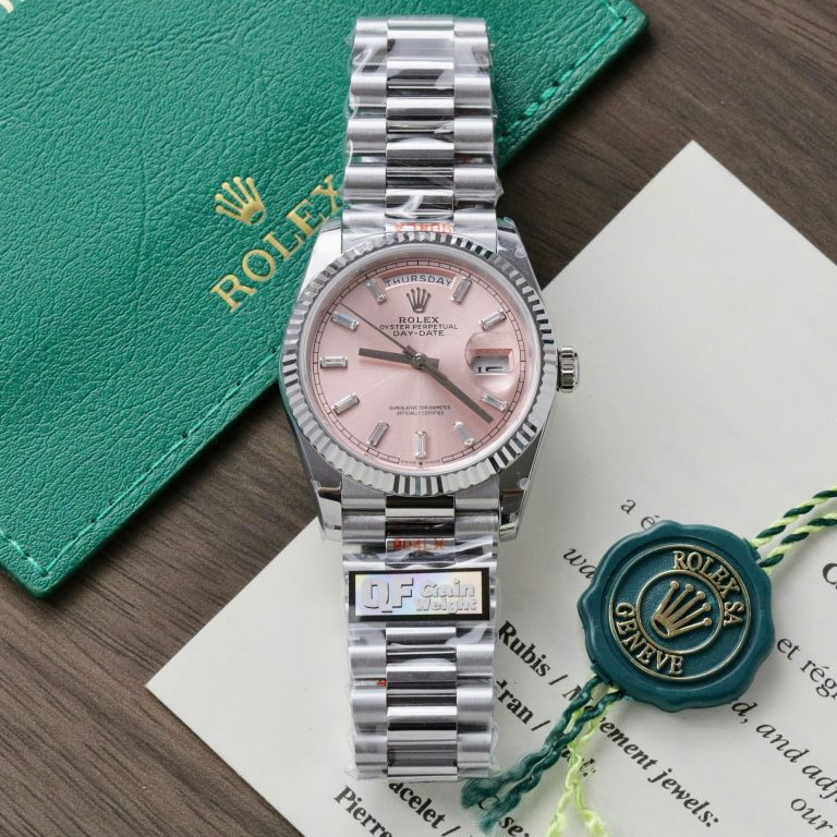 Rolex Day-Date 128236 Pink Dial Replica Watch Weight 158 Grams QF Factory 36mm