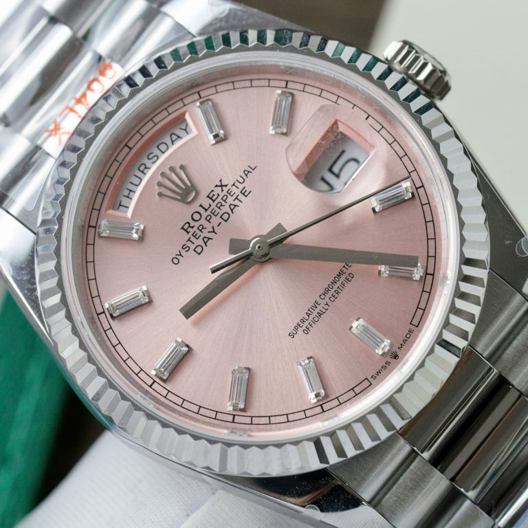 Rolex Day-Date 128236 Pink Dial Replica Watch Weight 158 Grams QF Factory 36mm