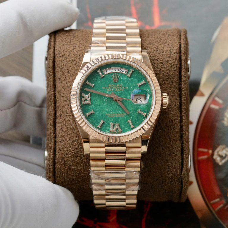 Rolex Day-Date 128235 Dial Aventurine Replica Watch Custom Gold Wrapped 36mm