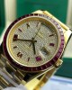 Rolex Day-Date Replica Watch Ruby Red + Moissanite Diamonds Gold Wrapped GM Factory 40mm