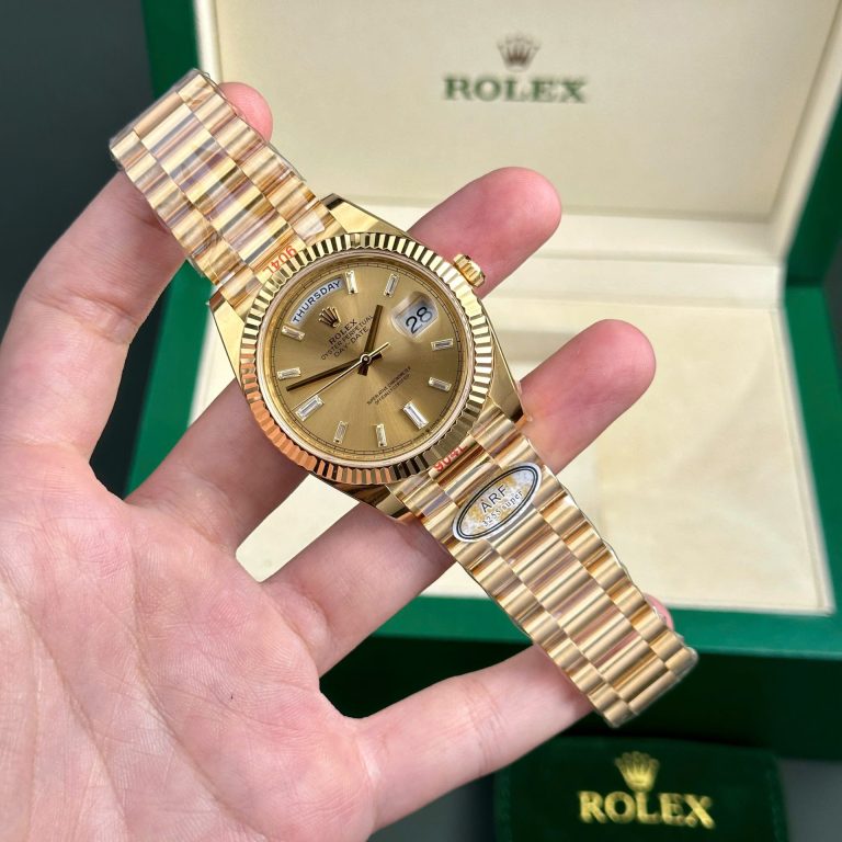 Rolex Day-Date 228238 Replica Watch Yellow Dial President Strap AR Factory 40mm