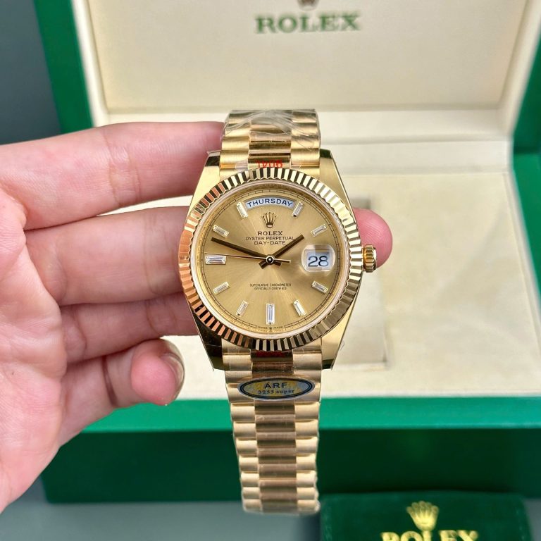 Rolex Day-Date 228238 Replica Watch Yellow Dial President Strap AR Factory 40mm