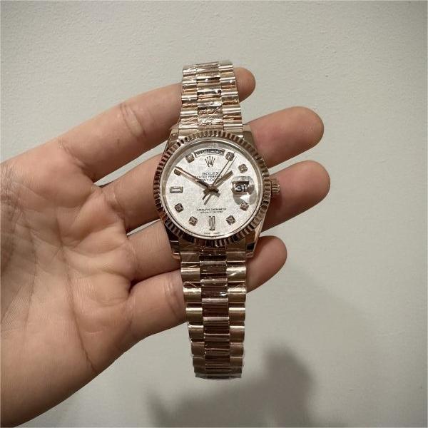 Rolex Day-Date 128235 Replica Watch Gold Wrapped Meteorite Dial 36mm