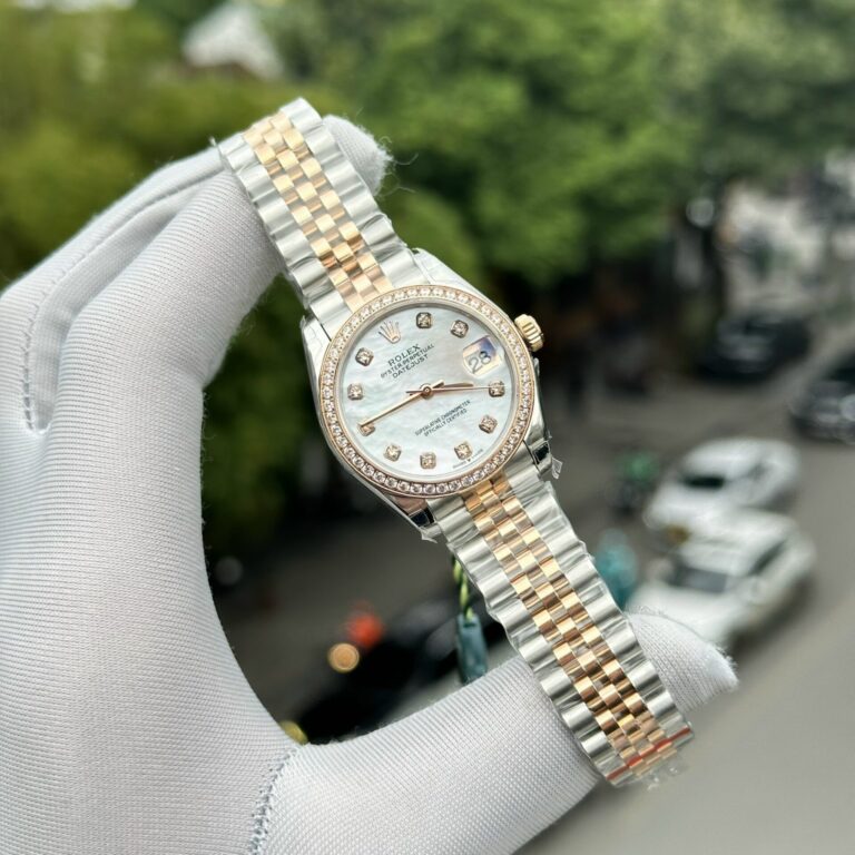 Rolex DateJust Replica Watch Mother Of Pearl Dial With Stone Bezel 31mm