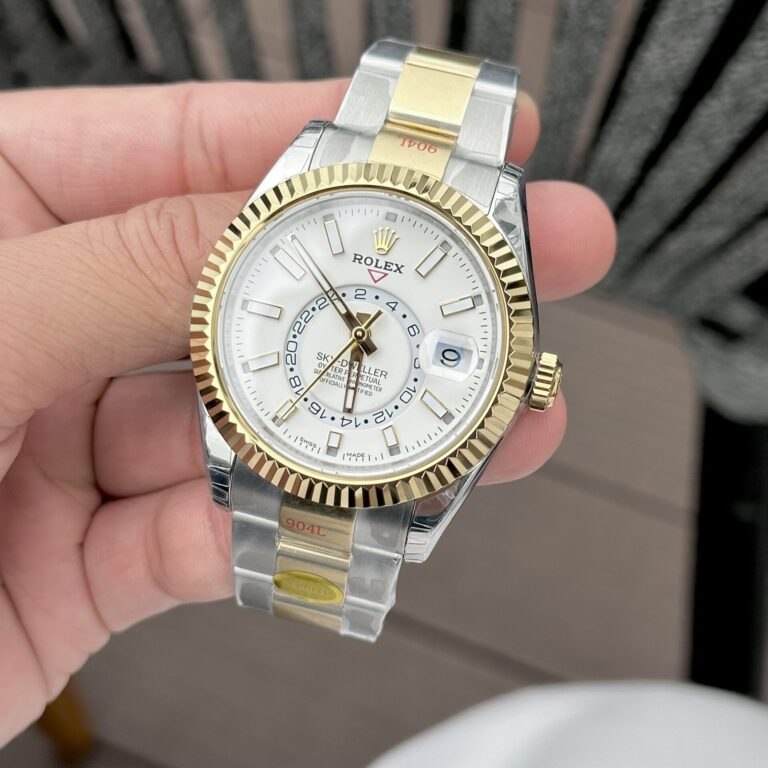 Rolex Sky-Dweller Replica Watch White Dial Demi Oyster Strap Factory N 41mm